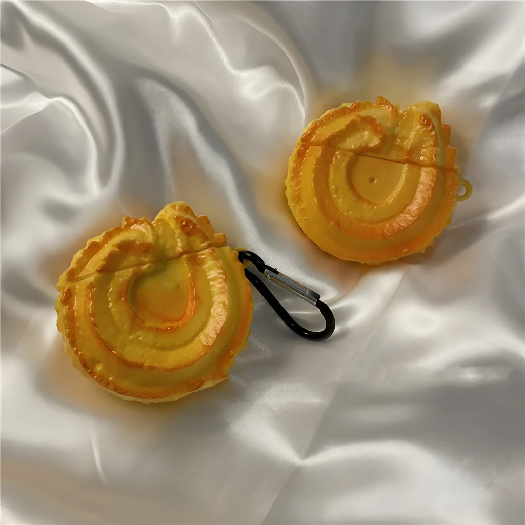 Yellow silicone butter cookie shaped protective case for AirPods charging case compatible with multiple models