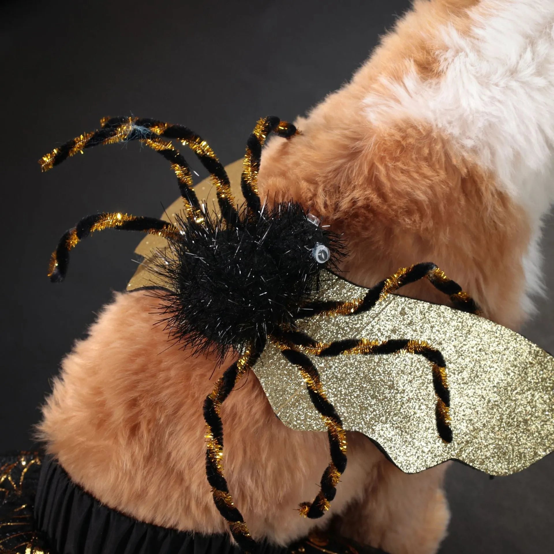 Black polyester dog Halloween suit costume available in sizes S M L XL for pet party wear