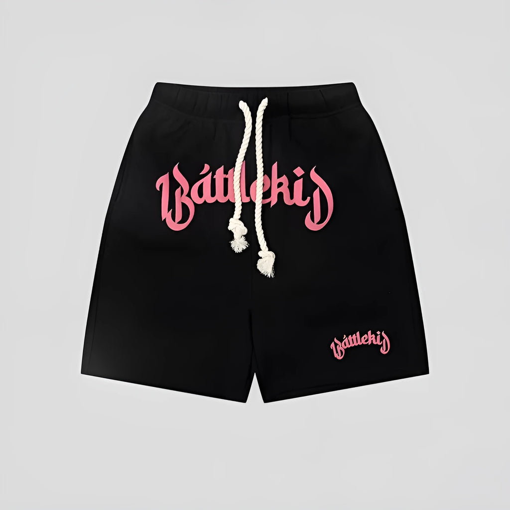 Cotton-blend cropped sweatpants shorts in loose street style with hip-hop retro aesthetic