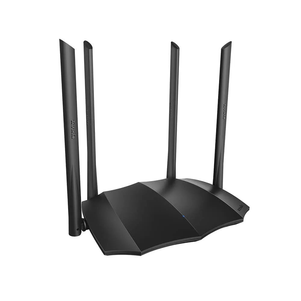 AC8 dual-band wireless router with Gigabit ports measuring 365mm by 286mm by 70mm