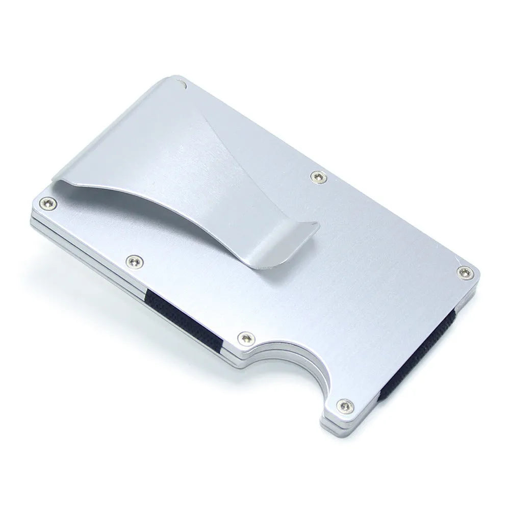Geometric carbon fibre business card holder showing 8mm thickness with multiple colour finish options