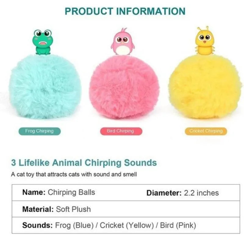 Interactive cat toy ball with touch-activated animal sounds and removable catnip lid