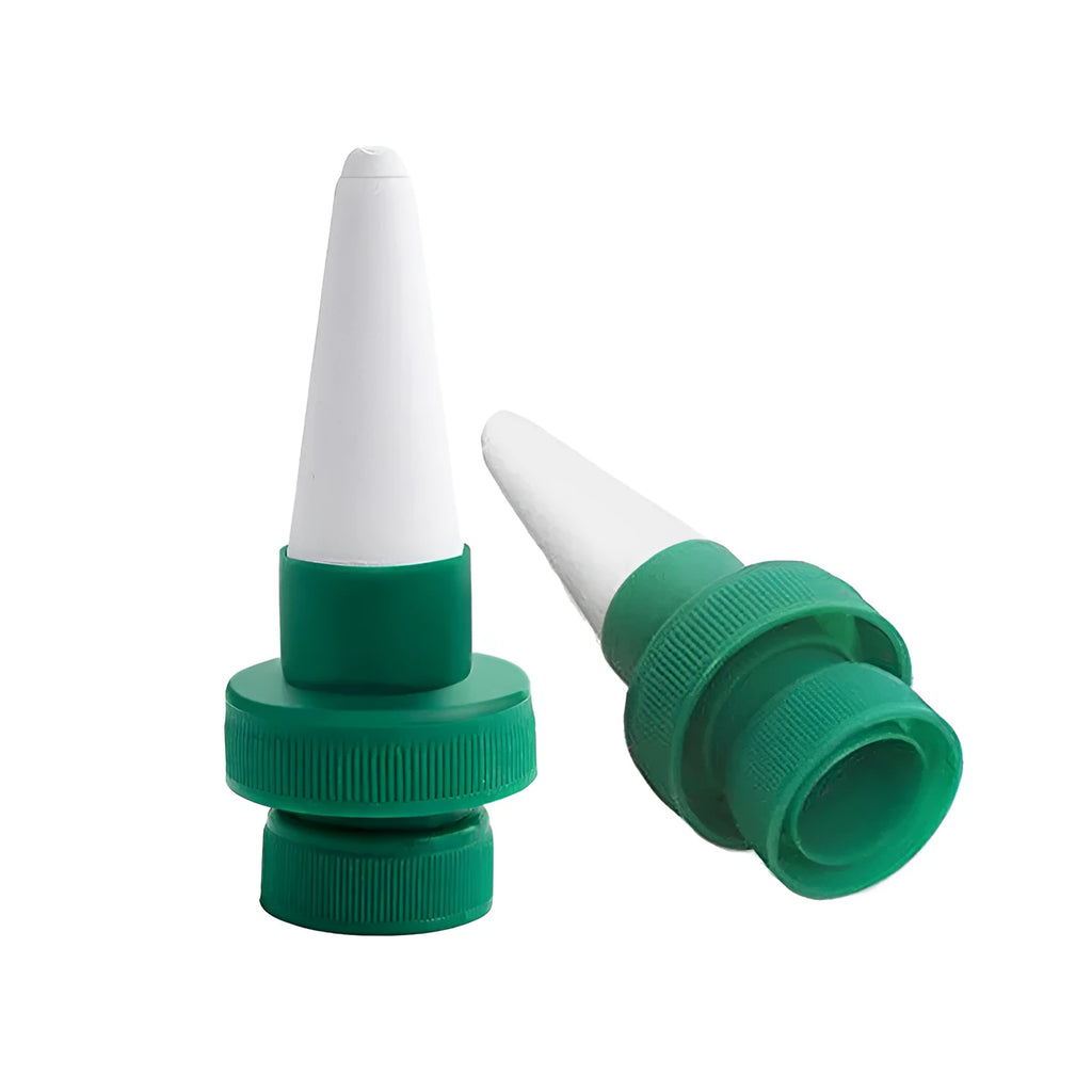 Green ceramic plant watering dripper device for automatic irrigation with cola bottle