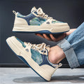 Men's canvas casual shoes in Milan green with flat heel and round toe