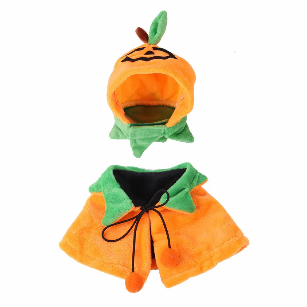 Reversible pumpkin design Halloween cloak for dogs and cats in plush material