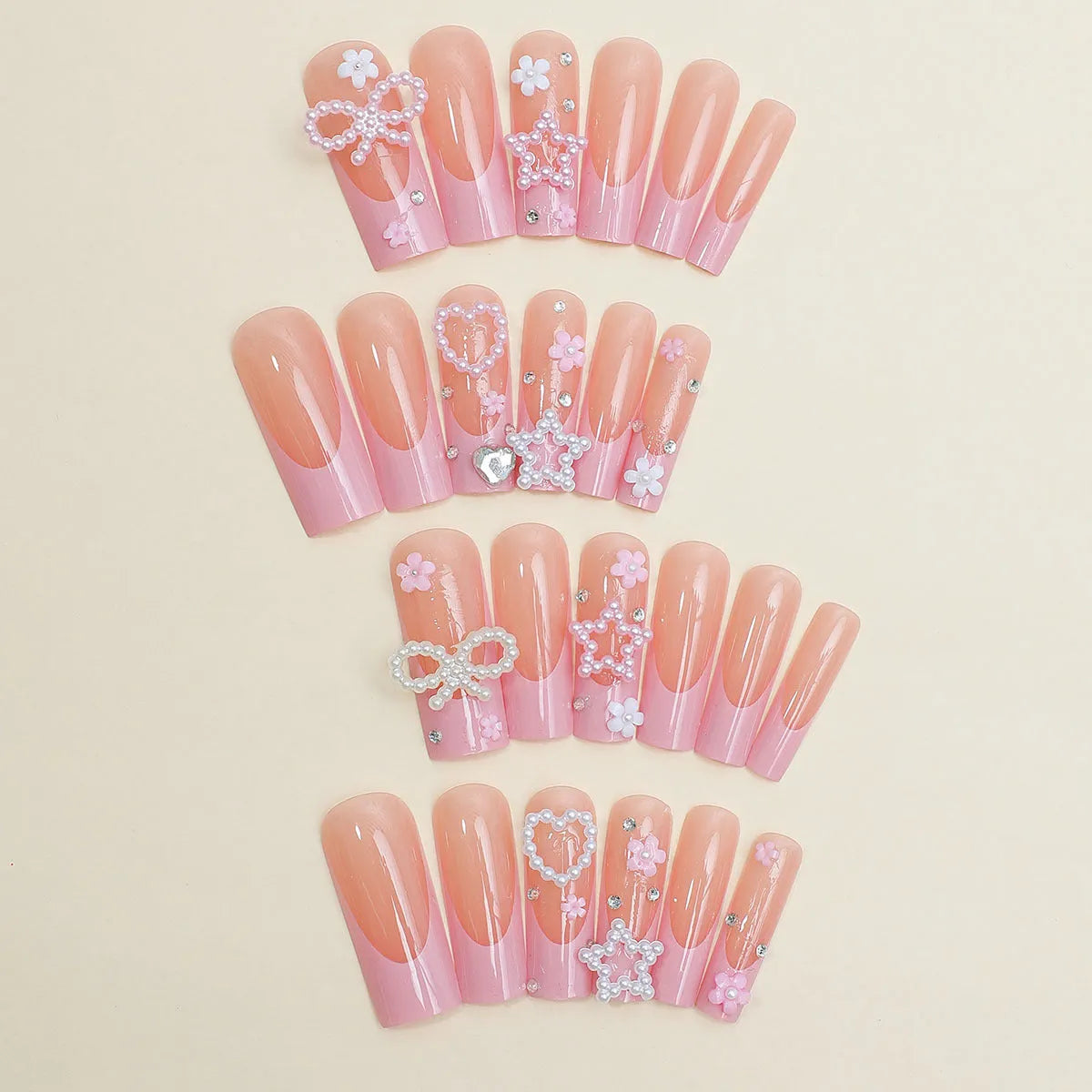 French bow design nail art set with plastic armour suit applicator in XB-70-48 colour.