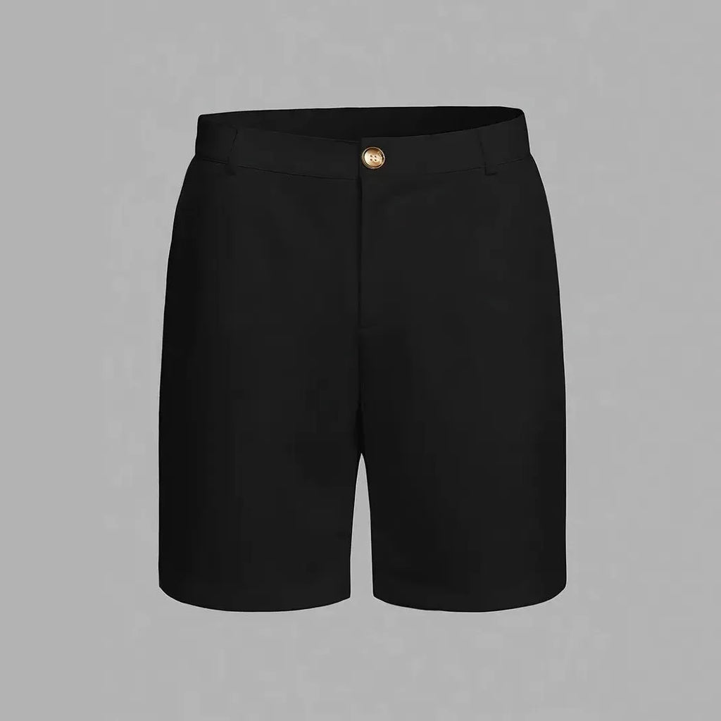 Men's straight leg casual shorts in cotton blend fabric available in black, white, and grey colours