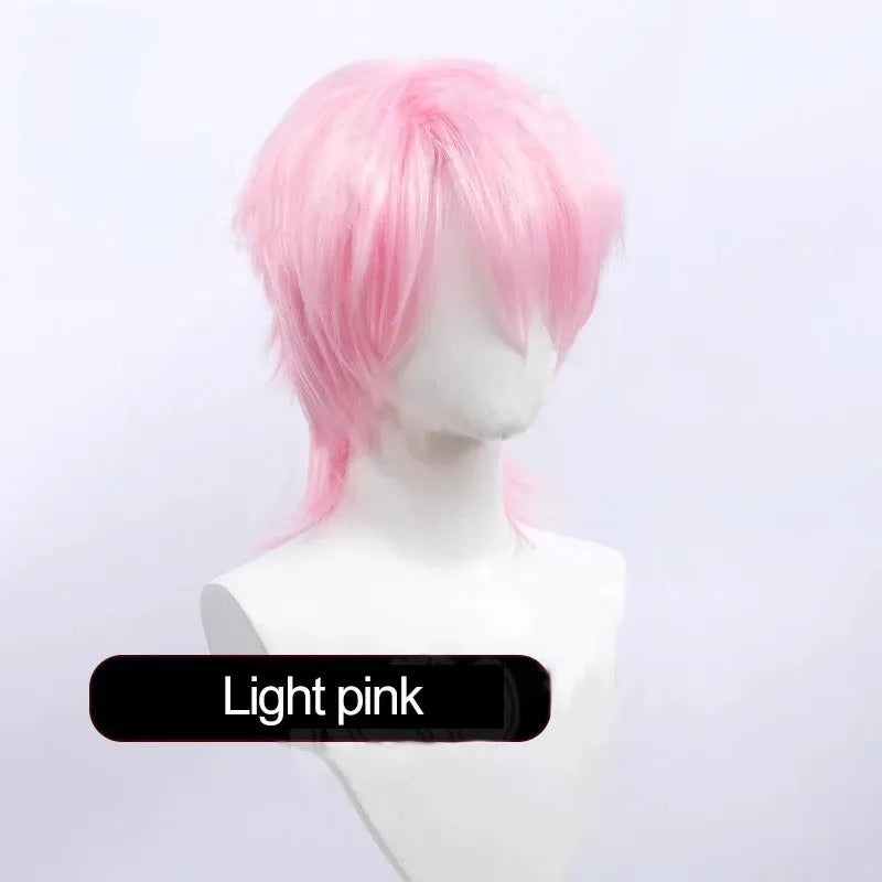 Synthetic short hair anime cosplay wig with anti-curling treatment in various colour options