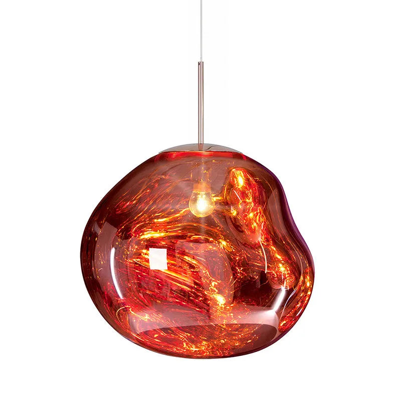 Nordic lava lamp chandelier with irregular glass design in gold, silver, or wine red colour options