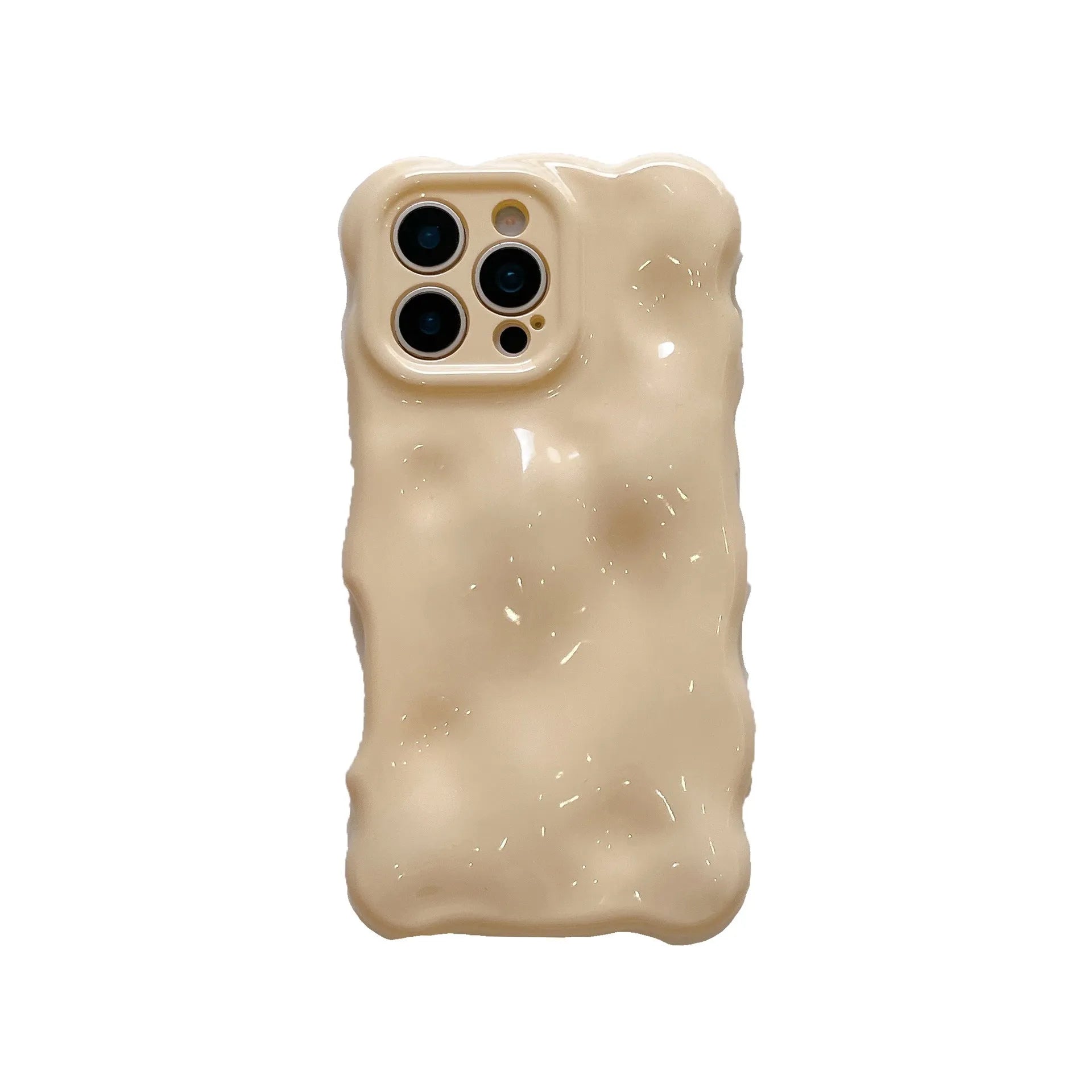 QF wave bubble cream yellow TPU phone case with anti-fingerprint surface for iPhone models