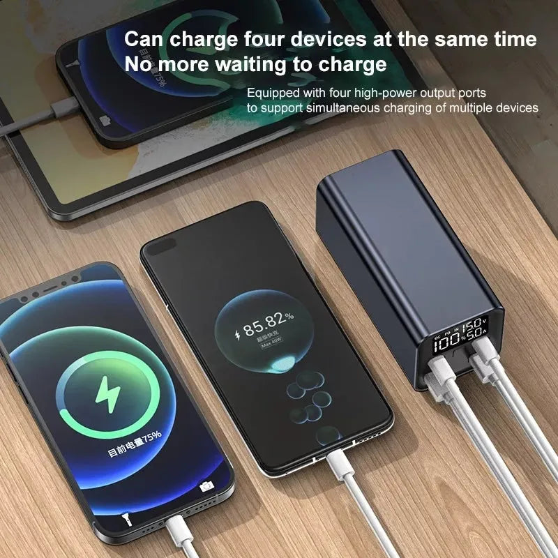 Black metal 65W 20000mAh power bank for laptop and USB-C device charging