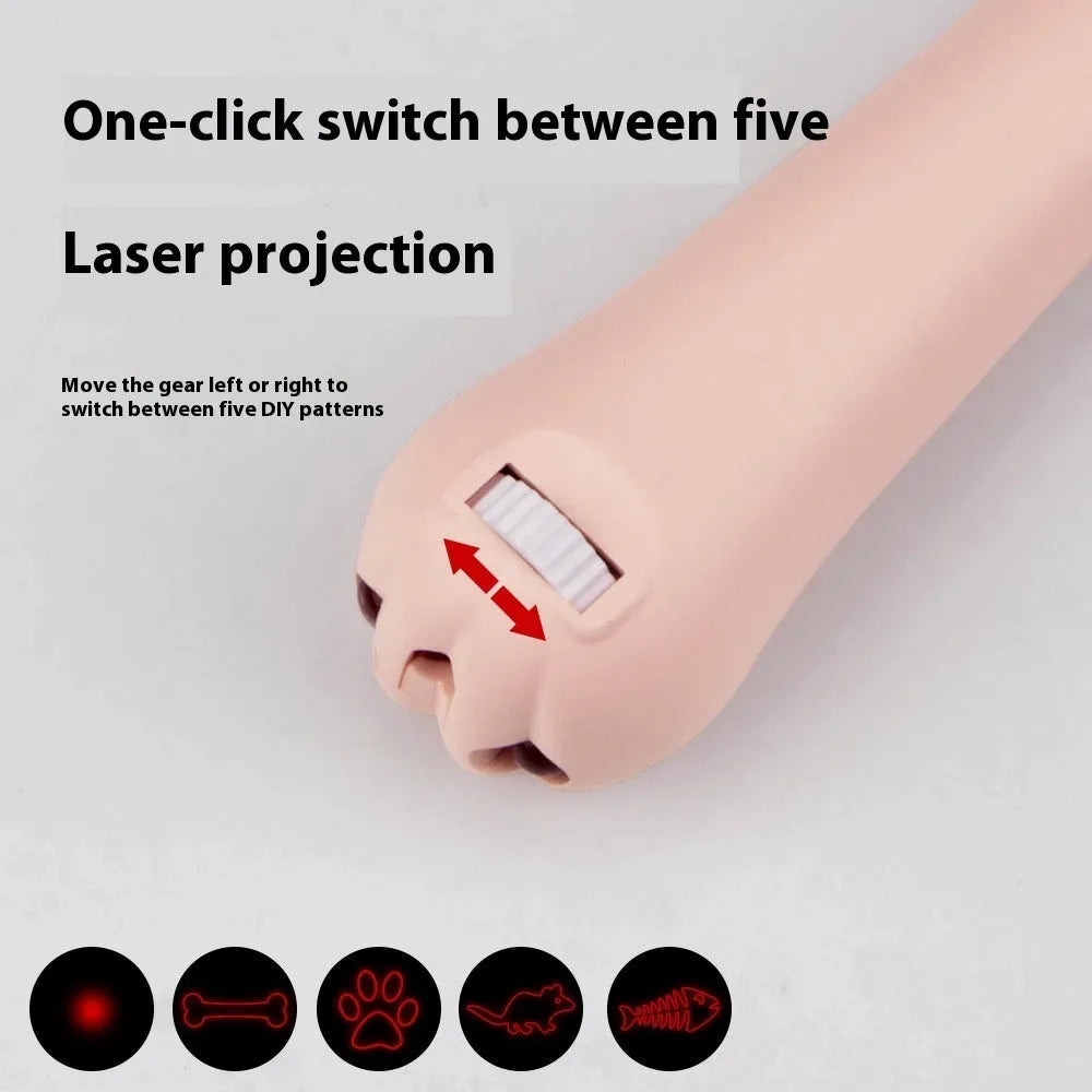 Rechargeable cat laser toy with moonlight lamp projecting pet footprint patterns on floor