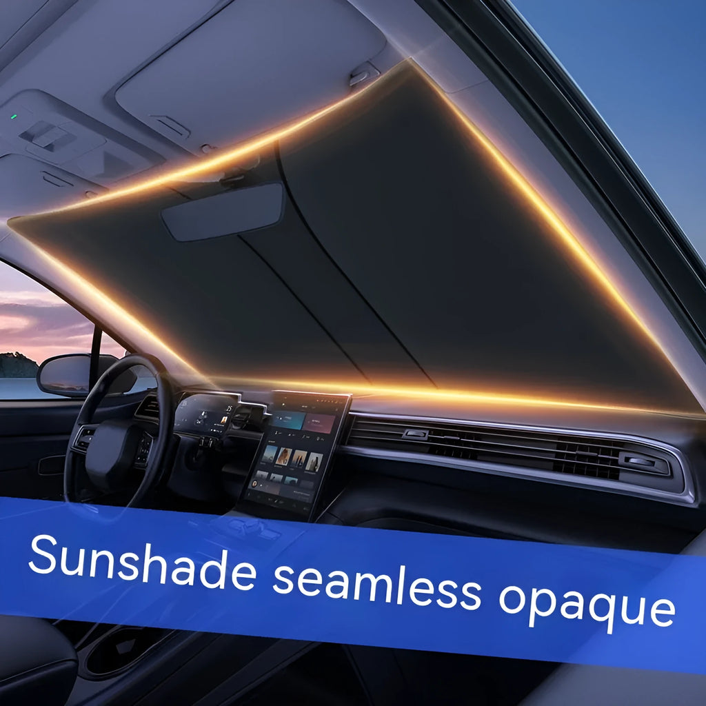 Car double ring front sun shield with NC fabric and titanium silver glue coating
