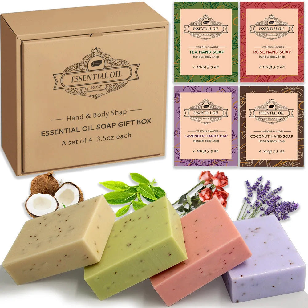 Handmade essential oil soap bar with frosted texture in 100g size