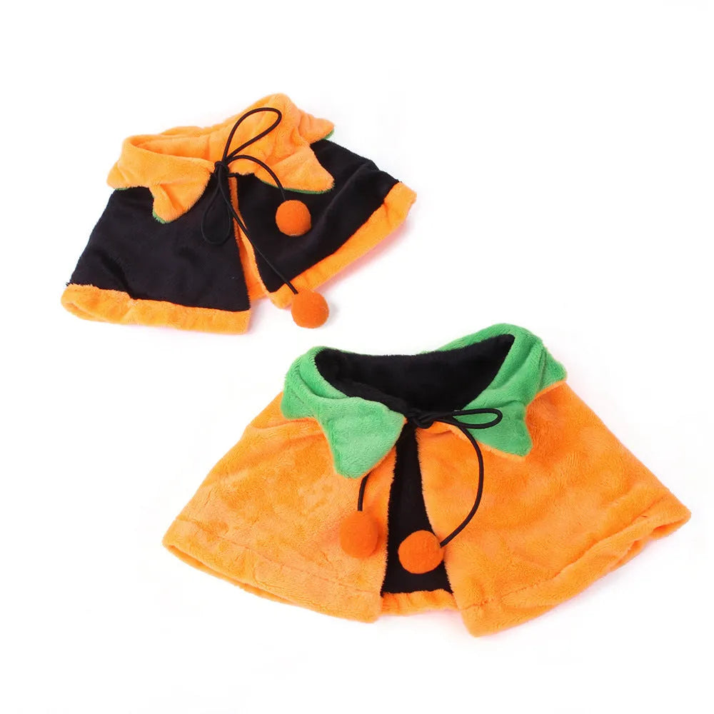 Reversible pumpkin design Halloween cloak for dogs and cats in plush material
