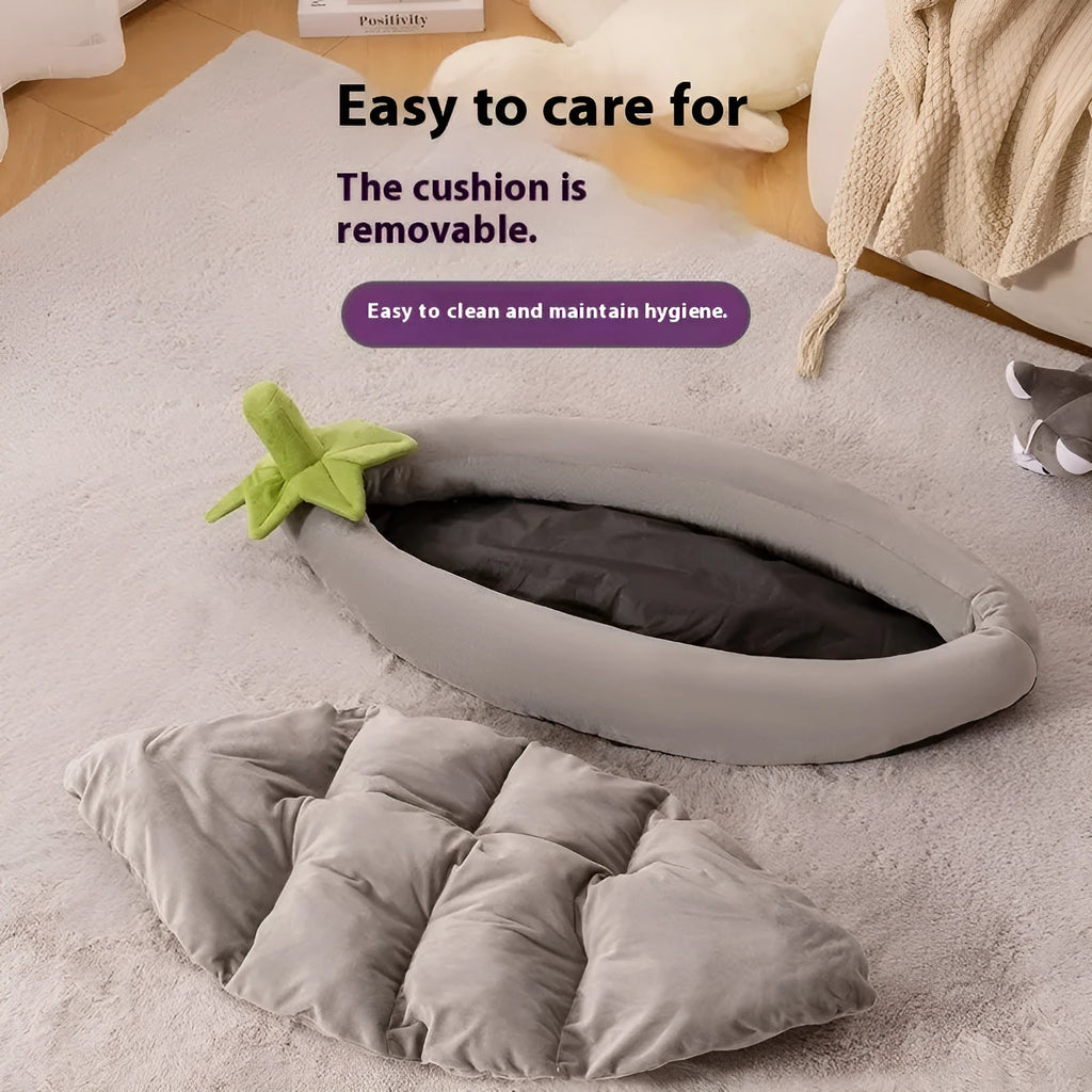 Universal dog mat with removable cloth cover in brown colour showing five size options from S to XXL