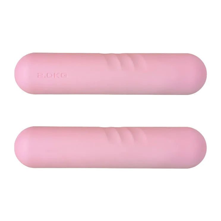 Silicone-edged non-slip hand-drawn dumbbell stick in various colours and weights for fitness training.