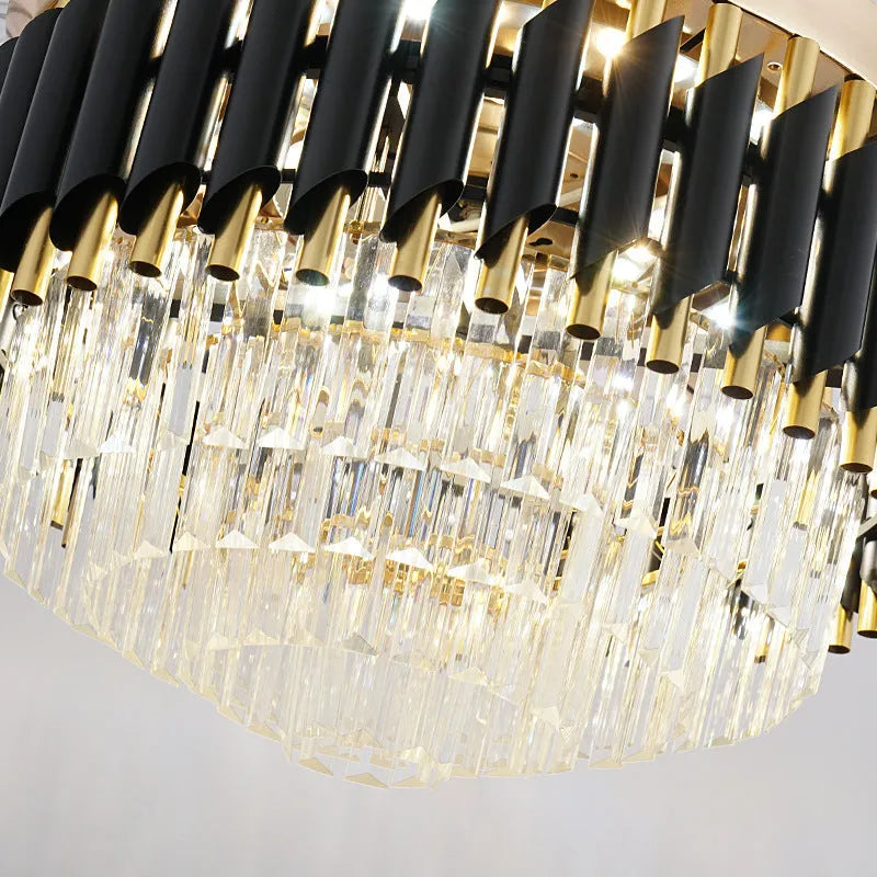 Ceiling fan with crystal chandelier LED light and remote control in 42 or 48 inch sizes