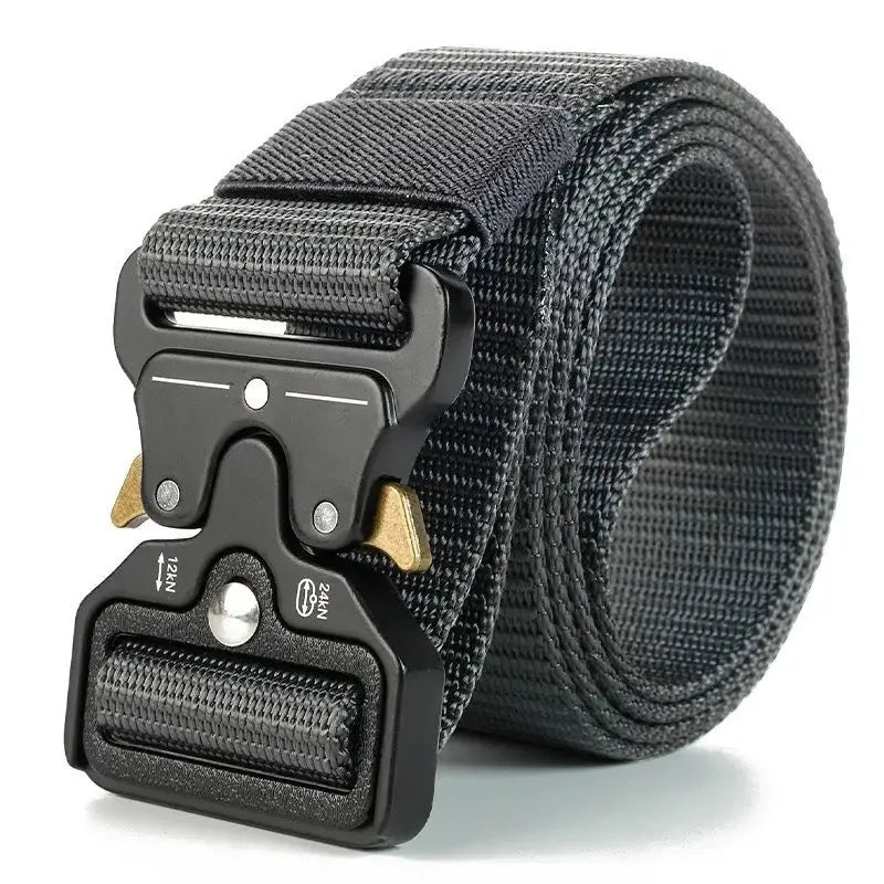 Men's thick canvas belt with an alloy release buckle in Army Green colour