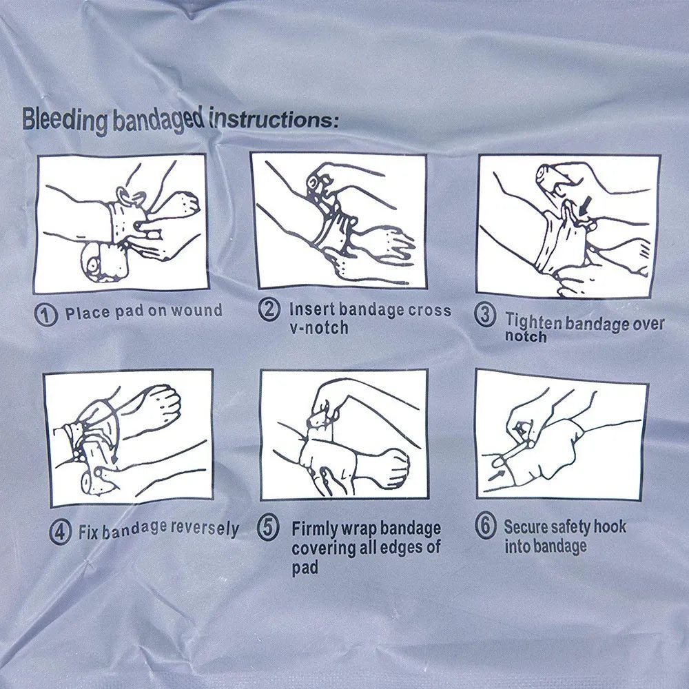 Portable hemostatic bandage in 4 inch and 6 inch sizes with tactical gauze tape for first aid kits.
