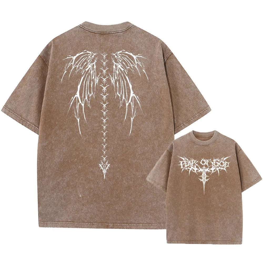 Men's oversized loose-fit cotton t-shirt with drop shoulders in a solid colour on a hanger.