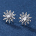 SUNFLOWER gold white and platinum white zircon mosaic copper ear studs pair