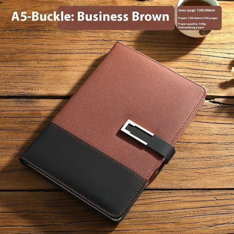 A5 soft leather business notebook in choice of colours with gift box packaging.