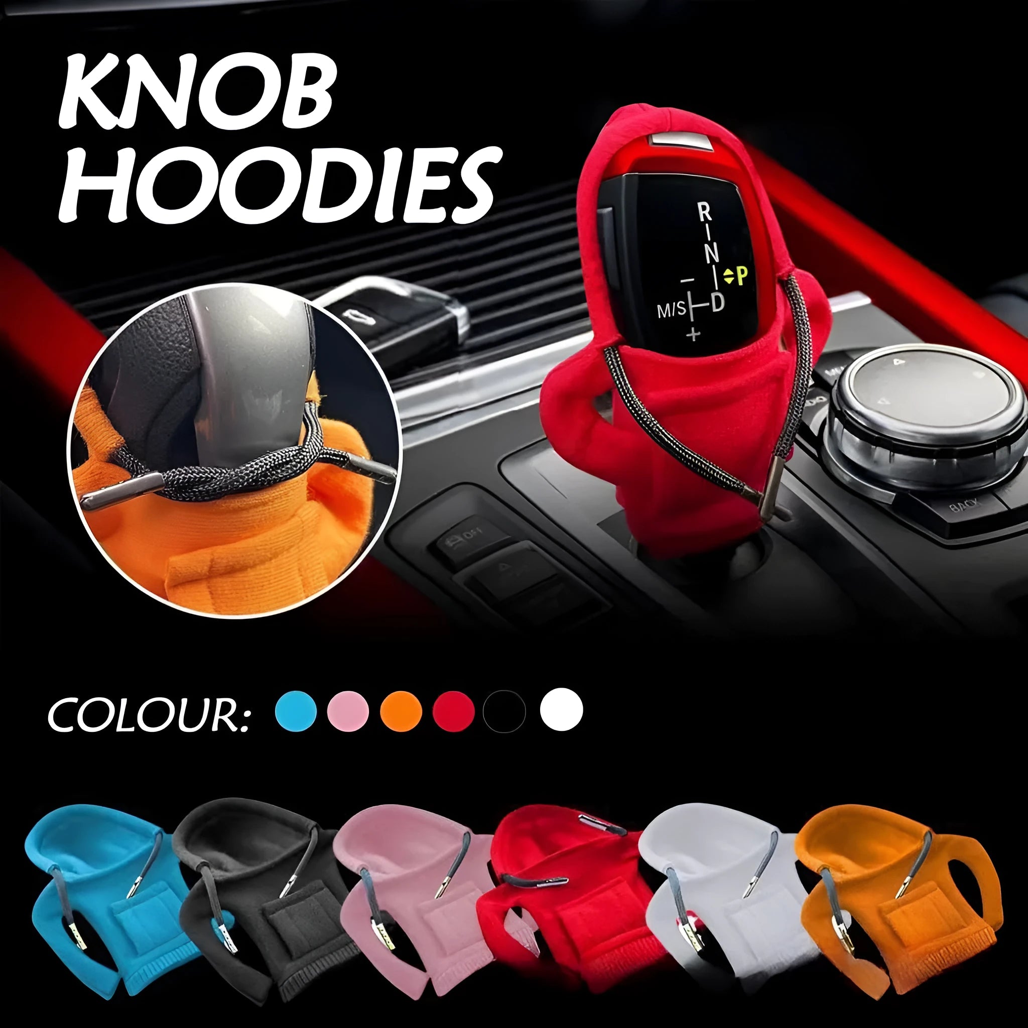Dutch velvet car gear handle sleeve in multiple colour options on a car gear stick