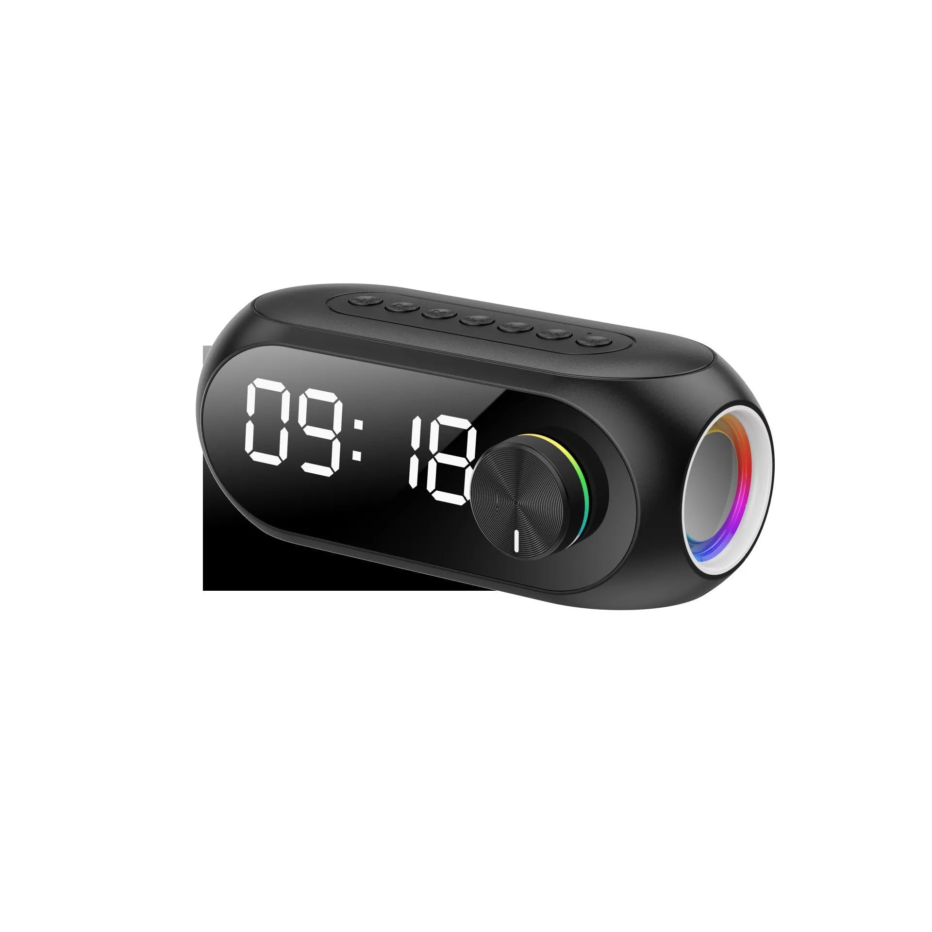 Extra Bass portable mini clock radio in S8 Black colour with USB charging cable