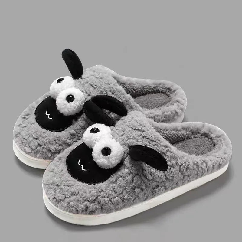 Brown suede slip-on slippers with PVC sole and thermal cotton lining for indoor footwear