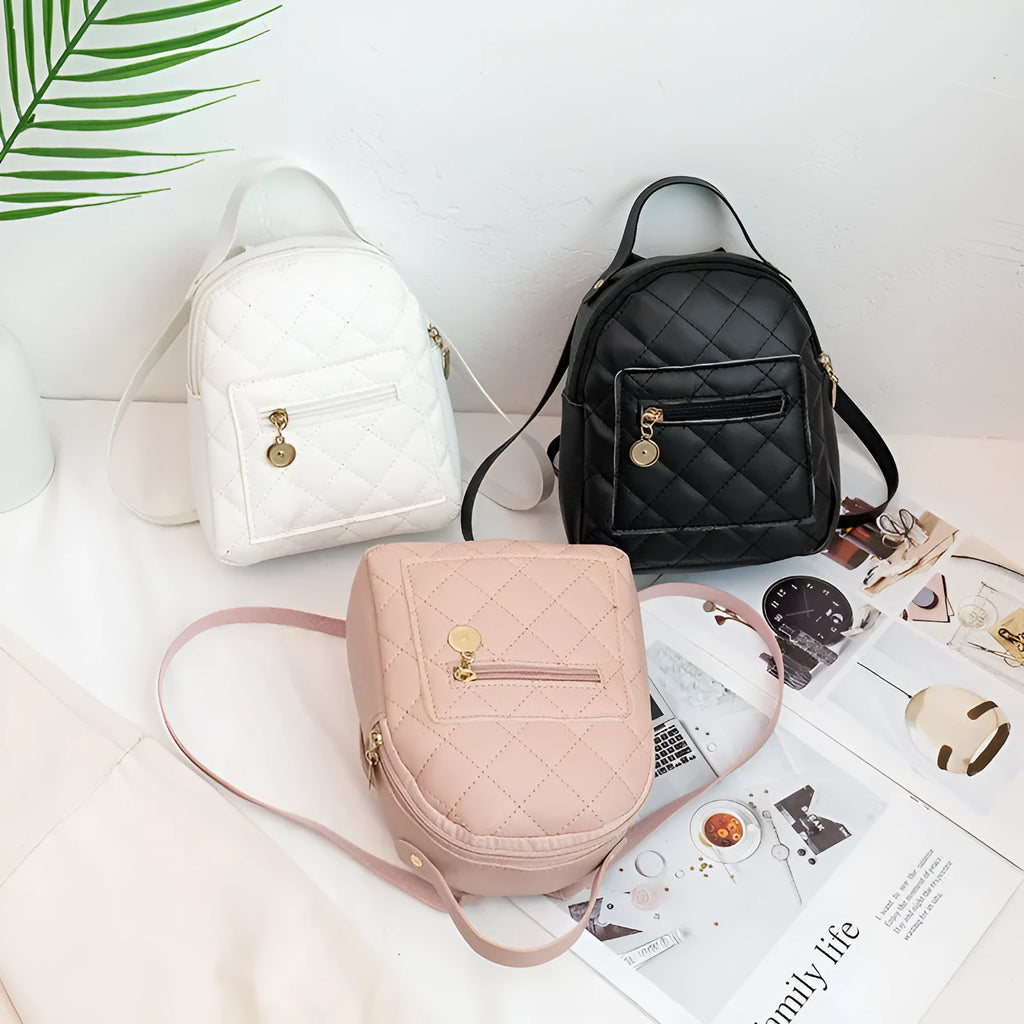 Korean style embroidered hard shell backpack for girls in black, pink, or white.