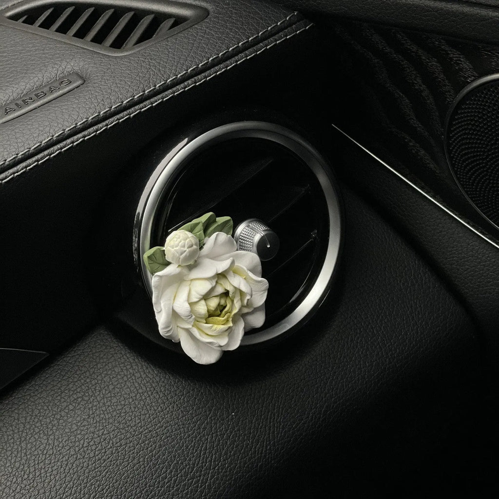 Jasmine car perfume solid gypsum air vent clip with 5ml essential oil in beige white or fresh green