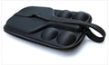 Black EVA pickleball racket storage box with shoulder straps, shown holding a racket and balls.