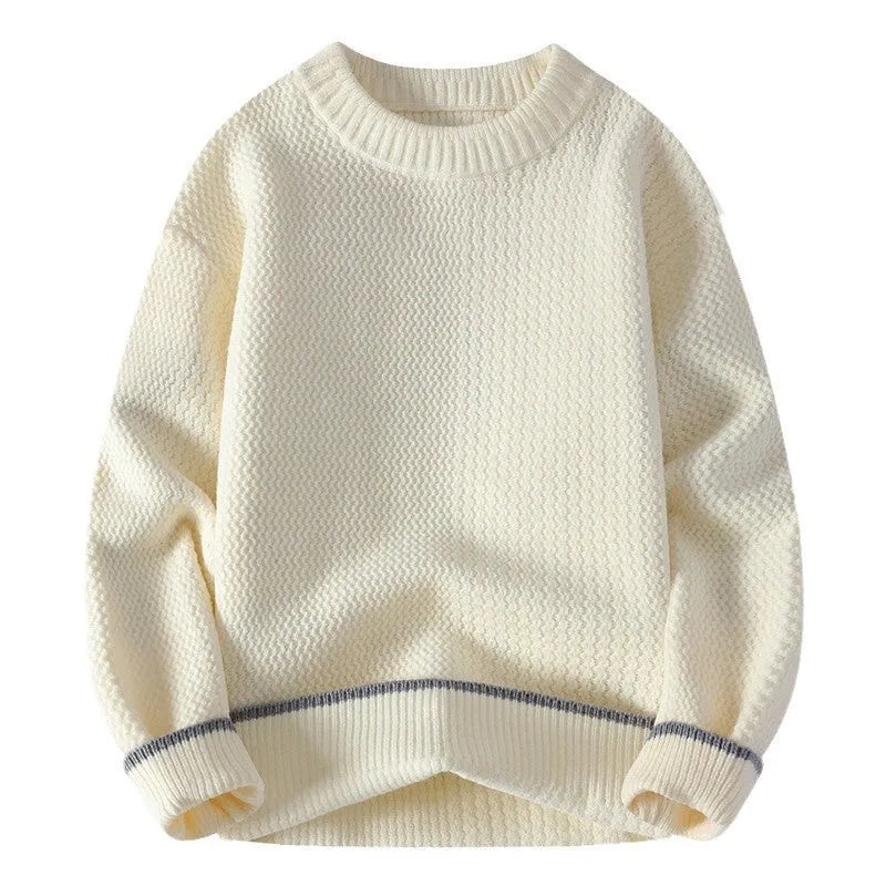 Men's loose fit round neck sweater in polyester blend fabric