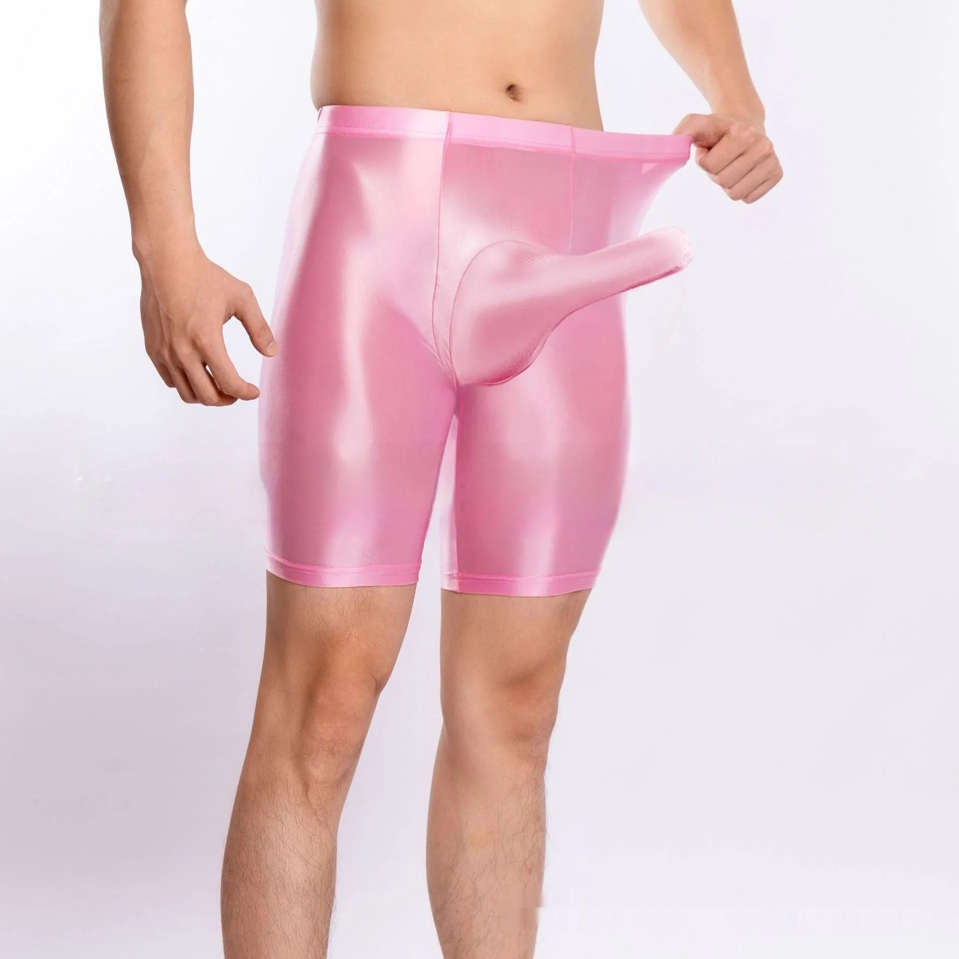 Men's shiny silky nylon sports shorts in various colours for gym and running