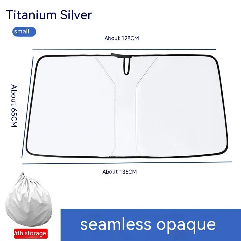 Car double ring front sun shield with NC fabric and titanium silver glue coating