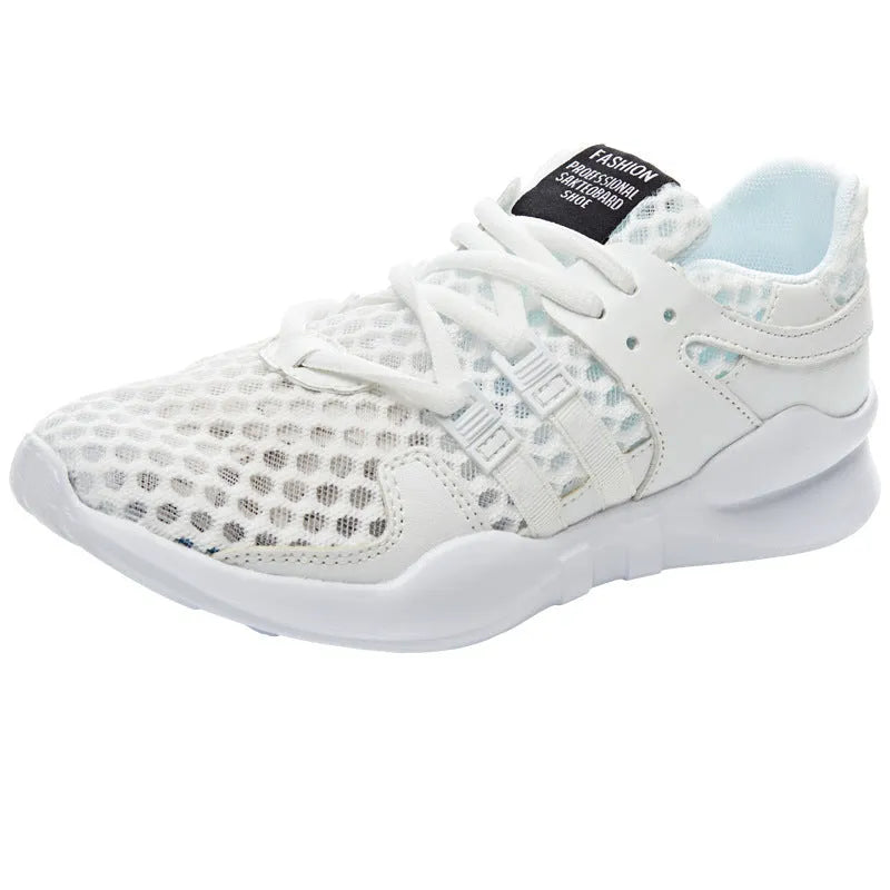 Breathable hollow-out mesh casual sneaker on a white background, showing round toe and slip-on design.