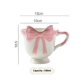 Ceramic heart bow mug with 350ml capacity in black pink colour option
