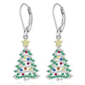 Star shaped Christmas tree earring pendant in white gold colour copper finish for women