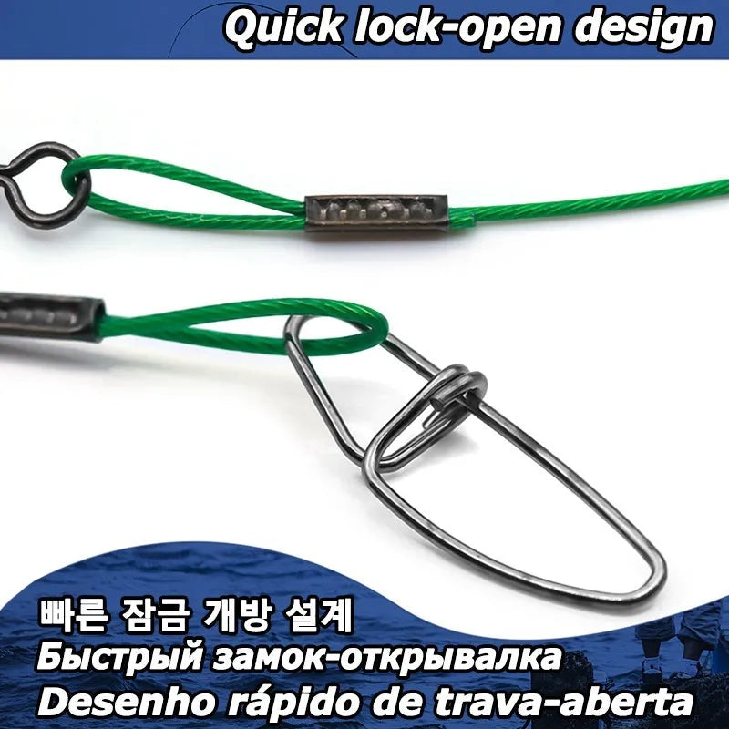Anti-bite steel wire double buckle pin fishing gear accessories in green black red colours