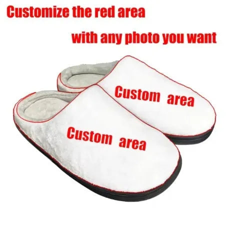 Pair of patterned cotton flannel slippers with a TPR rubber outsole for indoor wear.
