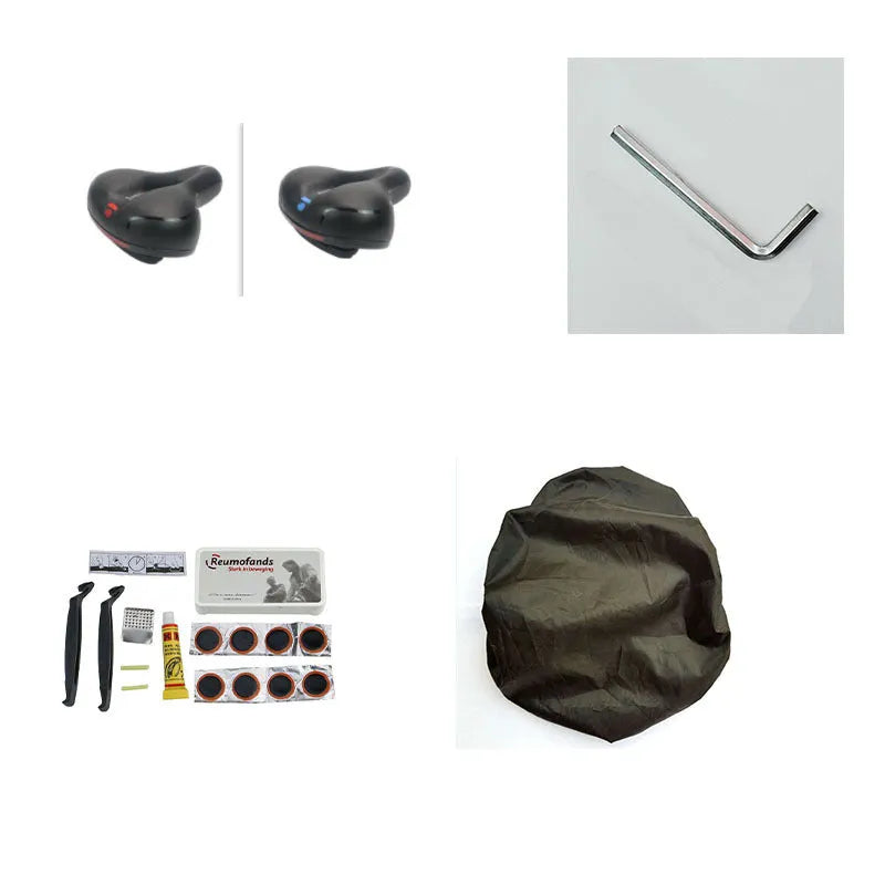 Bicycle saddle cushion with silicone padding, waterproof cover, and installation wrench accessories