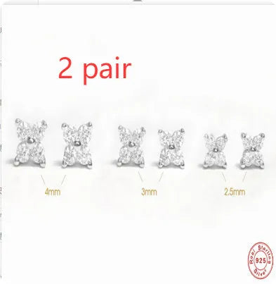 S925 sterling silver geometric floral stud earrings in gold or platinum finish