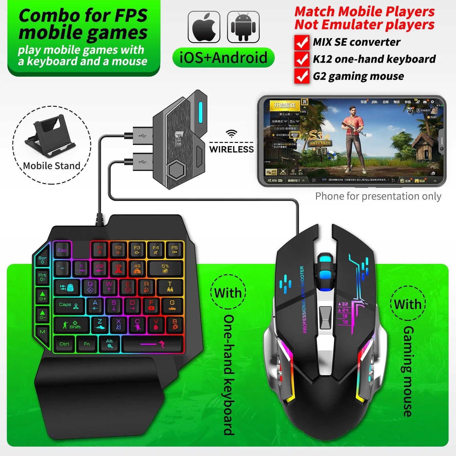 Gamwing Jiaying MIX series keyboard mouse converter for mobile gaming with USB interface