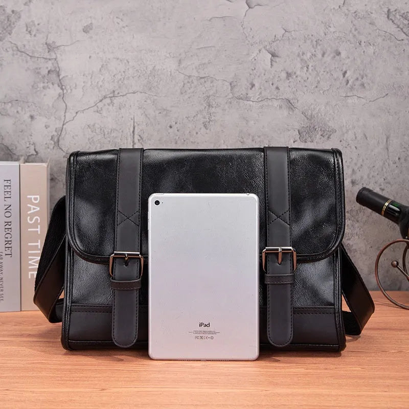 Black Korean style men's commuter backpack with anti-theft function and decorative sewing thread detailing