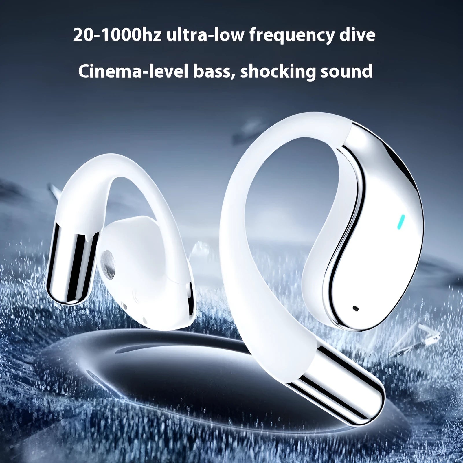 Black Bluetooth sports earphones with hanging ear design and aluminium alloy construction
