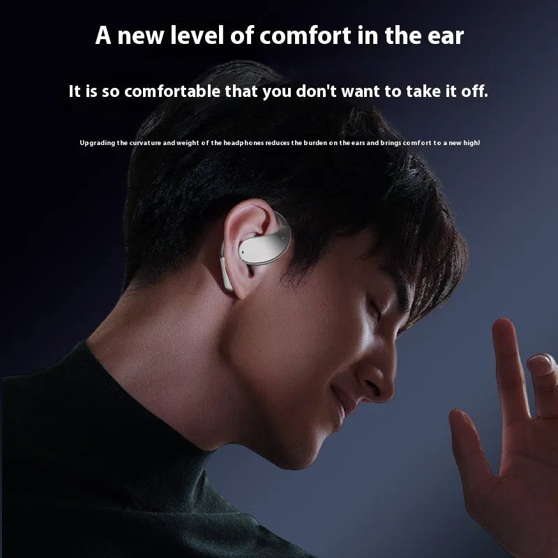 Black Bluetooth sports earphones with hanging ear design and aluminium alloy construction