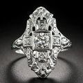 Hollow out geometry ring with diamond studding in electroplated silver finish