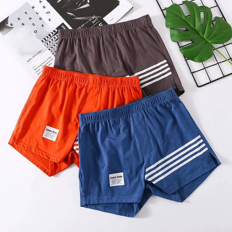 Men's cotton printed boxer shorts in white, black, gray, coffee, dark blue and yellow in sizes M to XXL