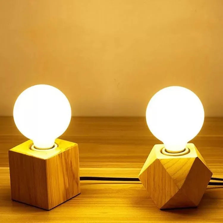 Retro wooden lamp holder in square and diamond shapes, 75mm by 80mm, with switch options.